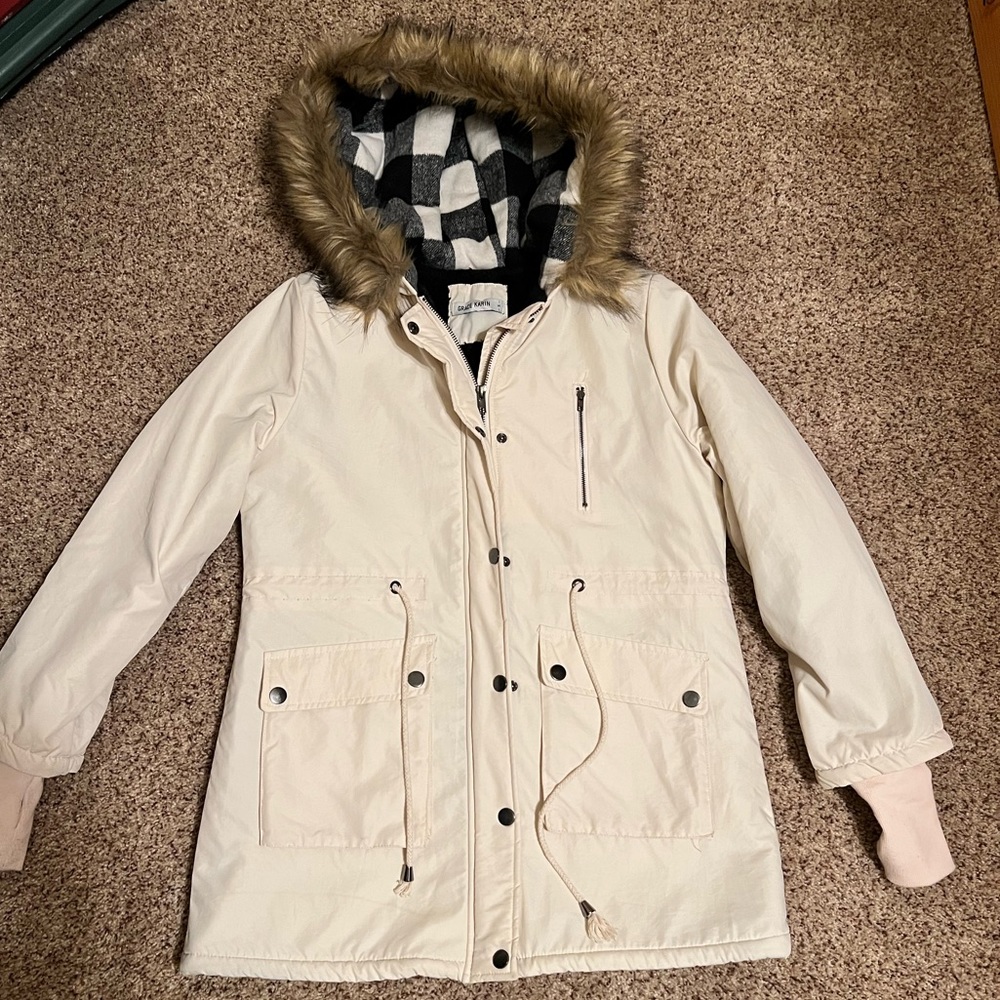 EUC Size SM GRACE KARIN Women's Hooded Fleece Line Faux Fur Jacket with Pockets - Picture 7 of 14